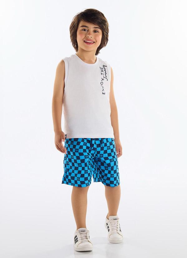 Vista 2 Conjunto Regata e Bermuda Menino Branco Quimby Quimby