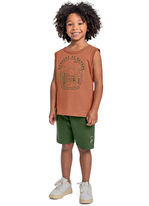 Conjunto Regata e Bermuda Menino Marrom