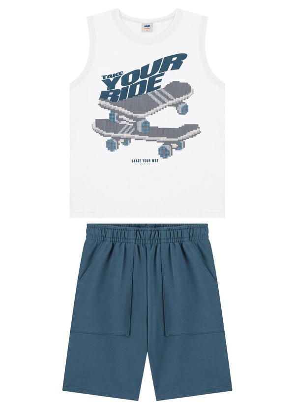 Conjunto Regata e Bermuda Moletinho Menino Branco