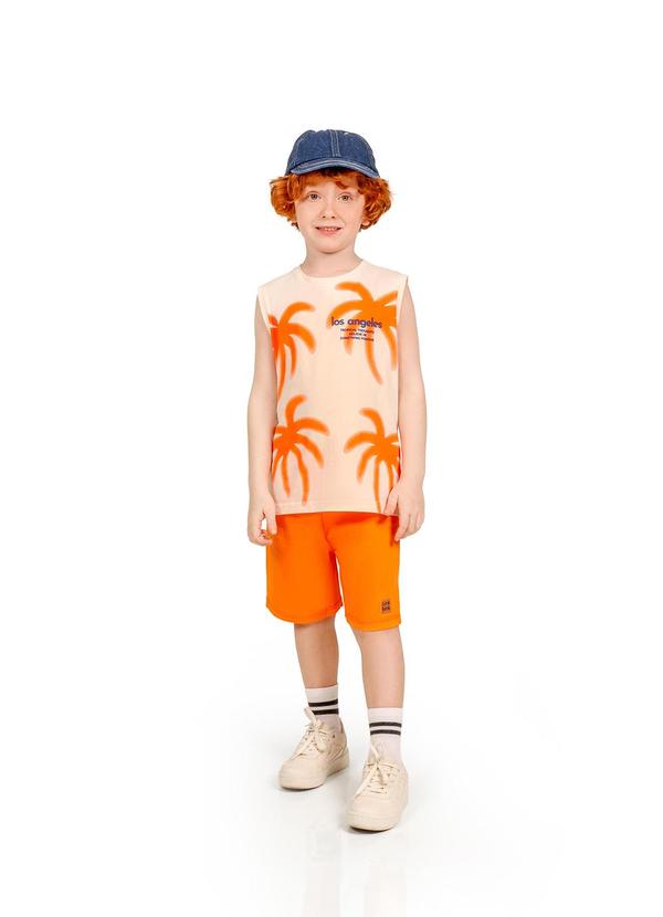 Conjunto Regata em Meia Malha Bermuda Laranja