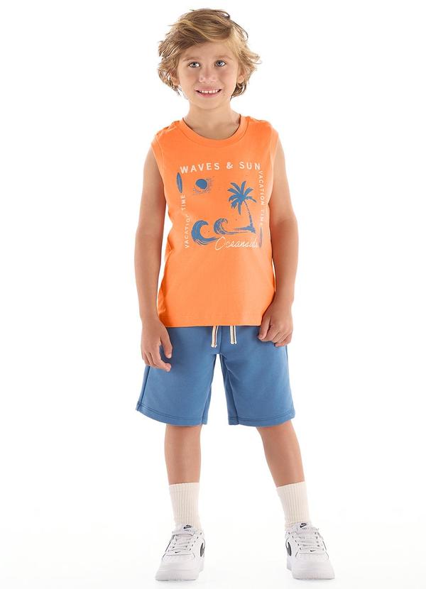 Conjunto Regata Estampada Bermuda Laranja