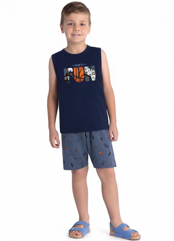 Conjunto Regata Machão e Bermuda Azul