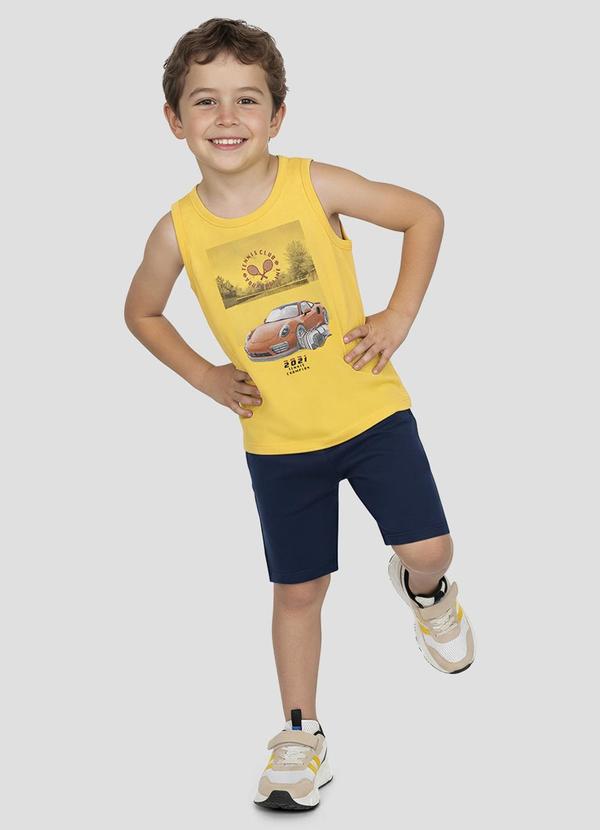Conjunto Regata Meia Malha e Bermuda Amarelo