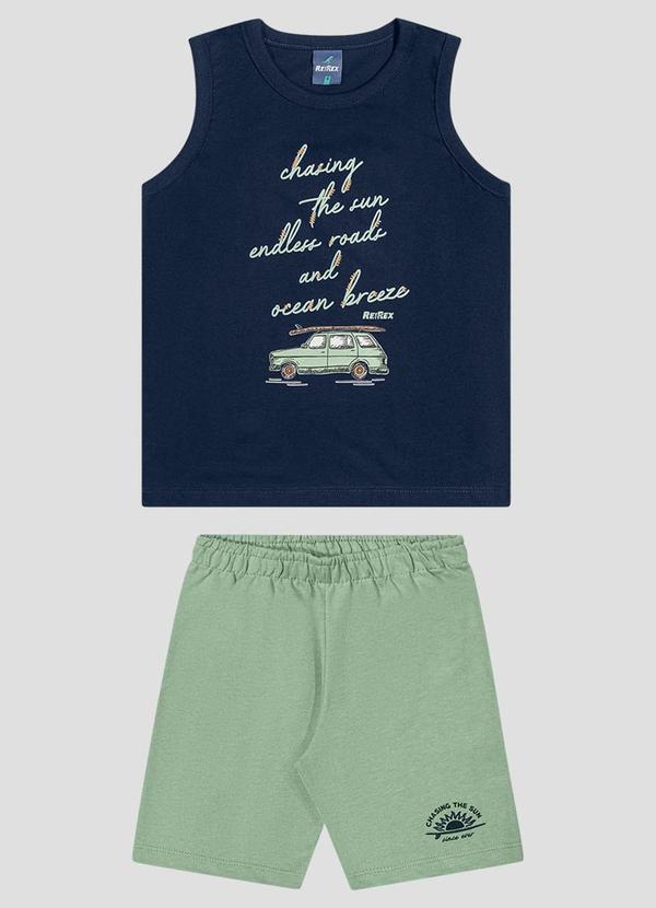 Conjunto Regata Meia Malha e Bermuda Azul