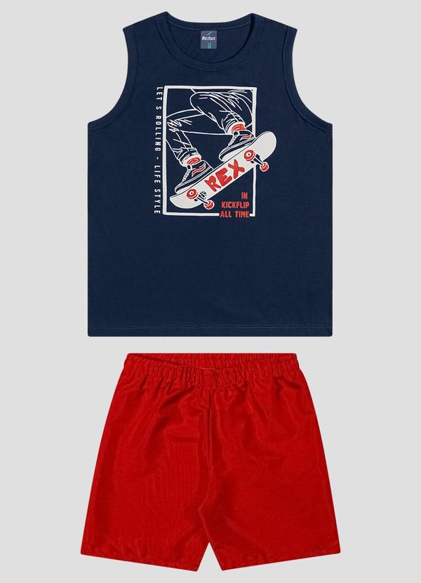 Conjunto Regata Meia Malha e Bermuda Azul