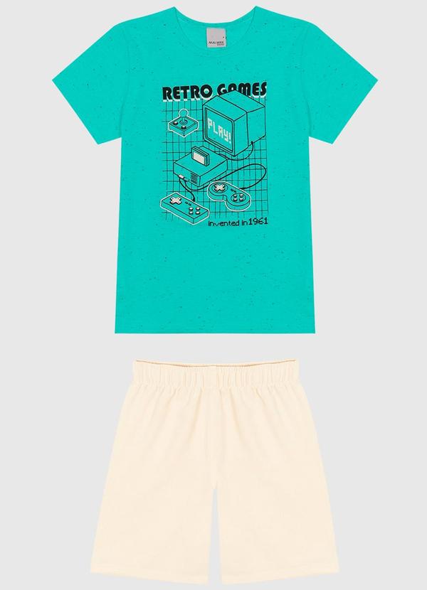Vista 2 Conjunto Retro Game Maquinetado Menino Verde Malwee Kids Malwee Kids