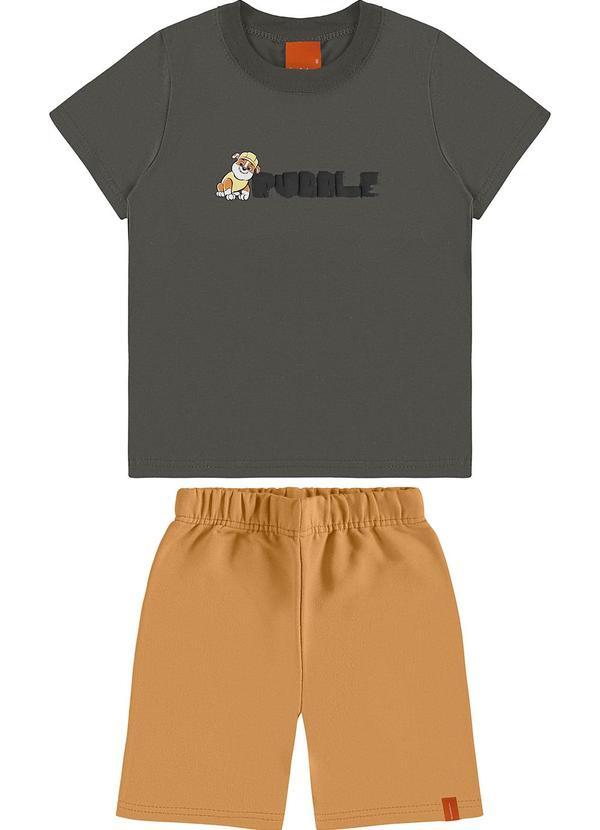 Vista 2 Conjunto Rubble em Puff Menino Cinza Chumbo Malwee Kids Malwee Kids