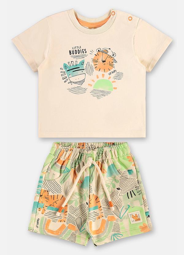 Vista 2 Conjunto Safári para Bebê Menino Up Baby Bege Up Baby