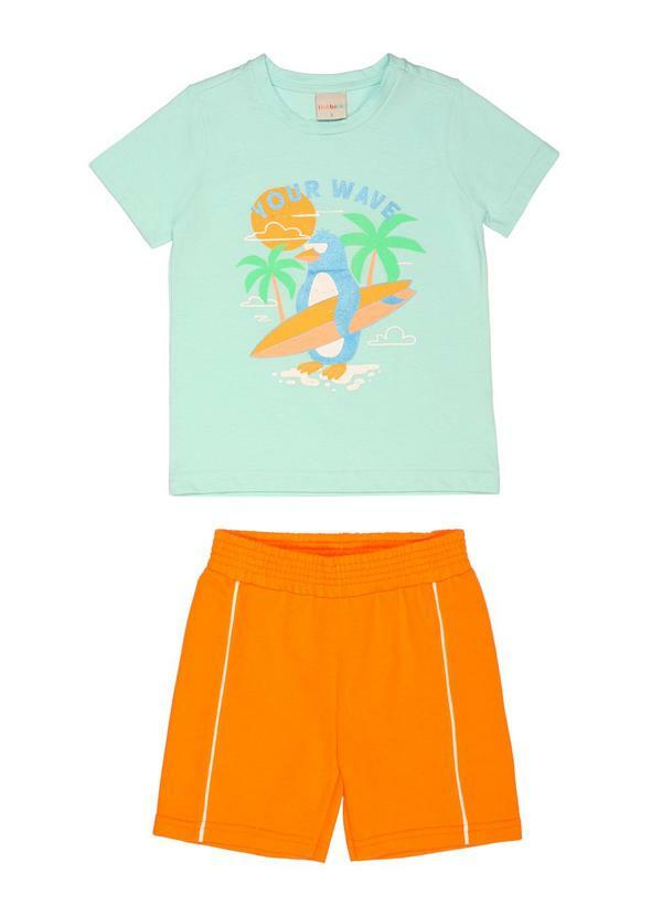 Vista 2 Conjunto Silk Your Wave e Bermuda Azul Tink Bink Tink Bink