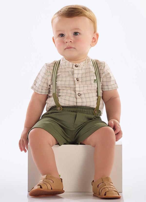 Conjunto Social para Bebê Menino Bege