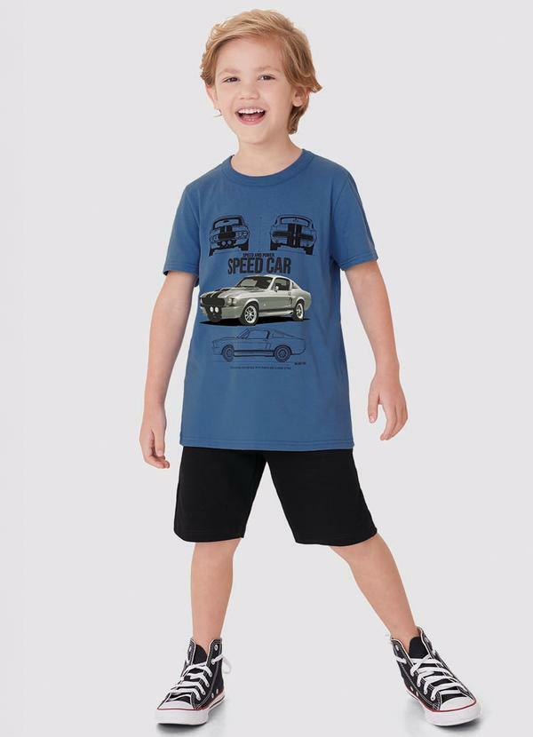 Conjunto Speed Car em Moletinho Azul
