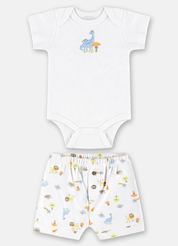Vista 2 Conjunto Suedine para Bebê Menino Branco Up Baby Up Baby