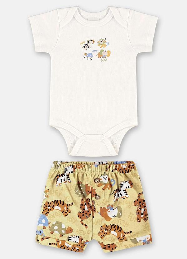 Vista 2 Conjunto Suedine para Bebê Menino Up Baby Branco Up Baby