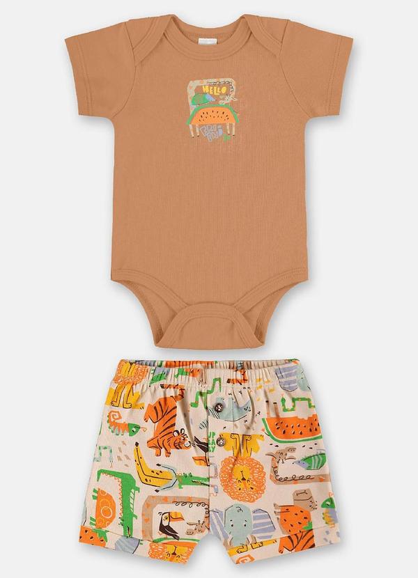 Vista 2 Conjunto Suedine para Bebê Menino Up Baby Marrom Up Baby