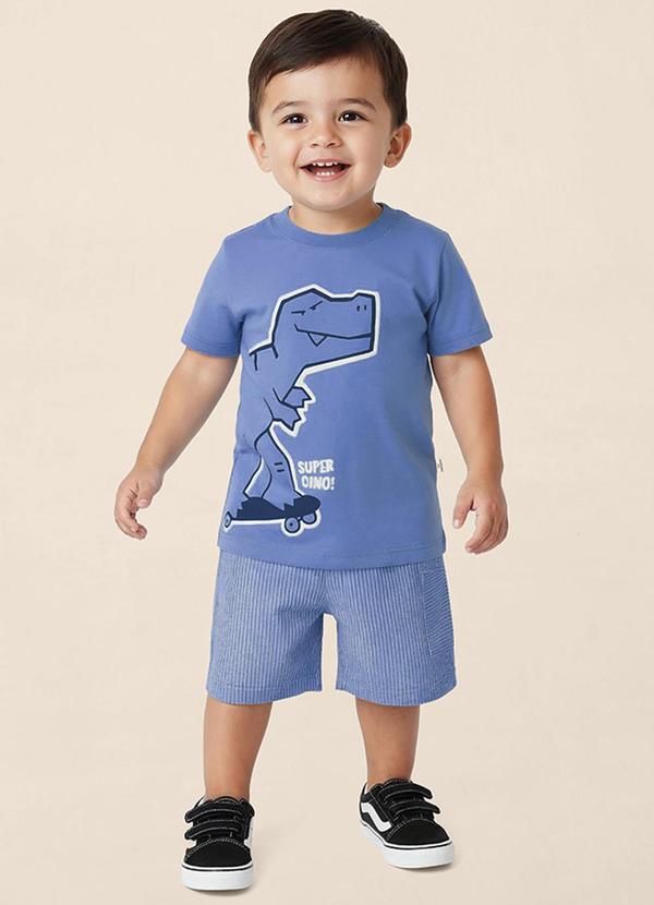 Conjunto Super Dino Canelado Azul