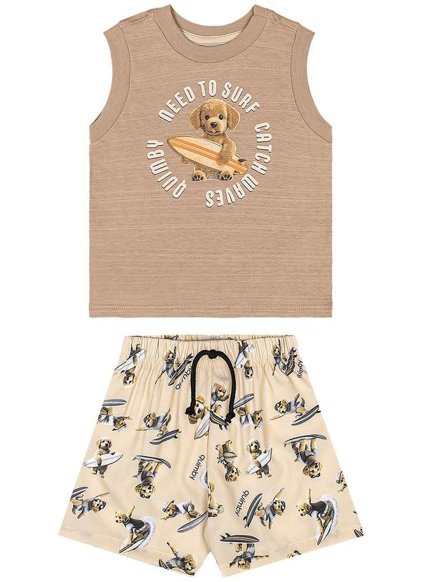Conjunto Surf Dog Regata Bermuda Marrom