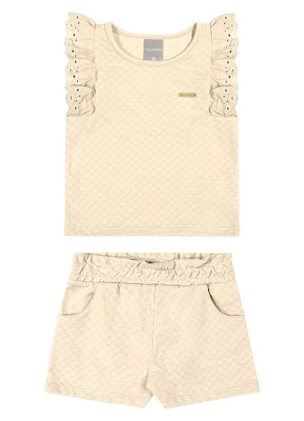 Vista 2 Conjunto Texturizado Infantil Menina Amarelo Colorittá Colorittá