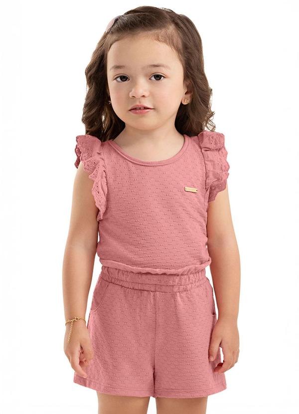Vista 2 Conjunto Texturizado Infantil Menina Rosa Colorittá Colorittá