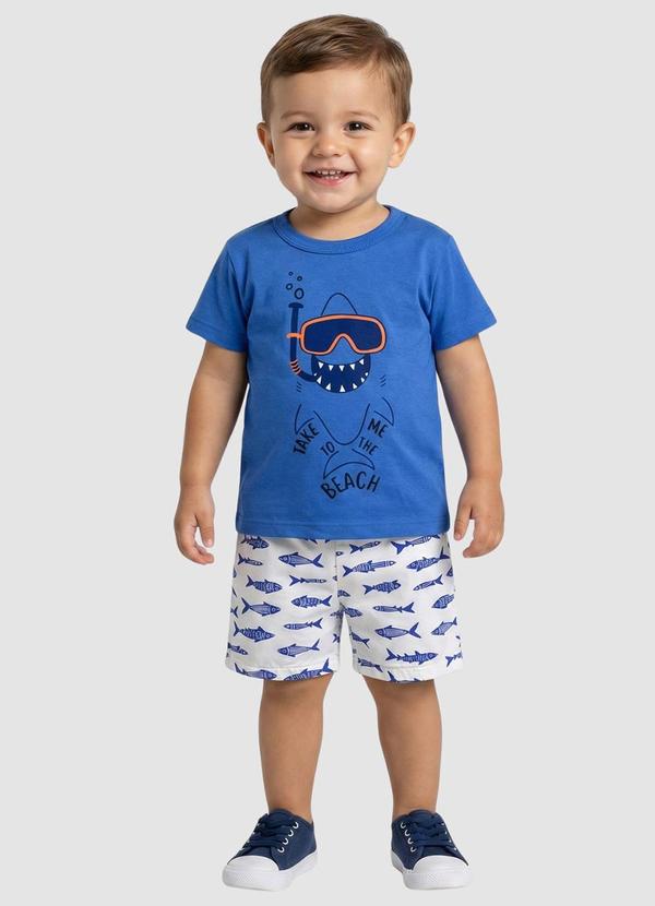 Vista 2 Conjunto Tubarão Azul Yends Fashion Yends Fashion
