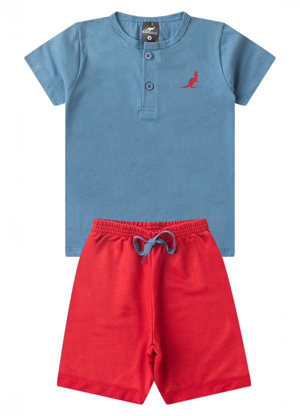 Conjunto Verão Botão Básico Kangulu Azul