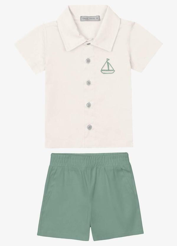 Conjunto Verão Menino Camisa e Bermuda Bege