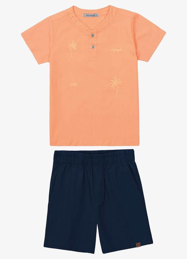 Conjunto Verão Menino Camisa e Bermuda Laranja