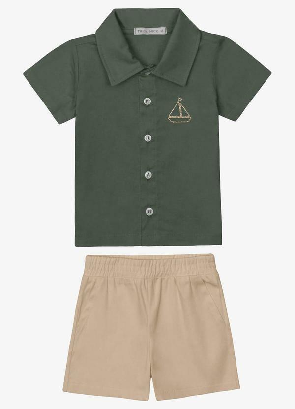 Conjunto Verão Menino Camisa e Bermuda Verde