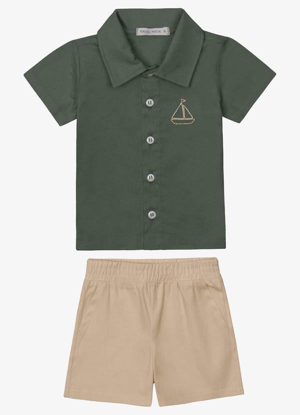 Conjunto Verão Menino Camisa e Bermuda Verde