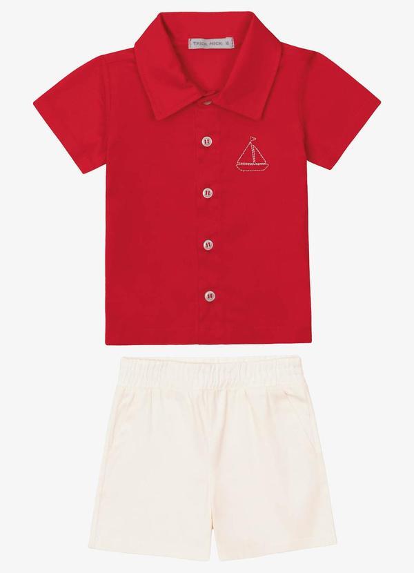 Conjunto Verão Menino Camisa e Bermuda Vermelho