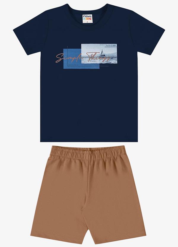 Conjunto Verão Menino com Relevo Azul