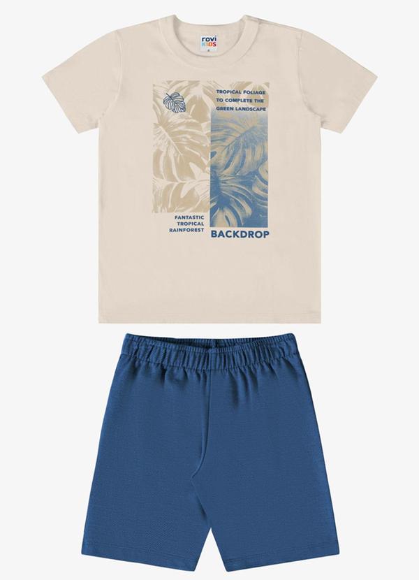 Conjunto Verão Menino com Relevo Bege