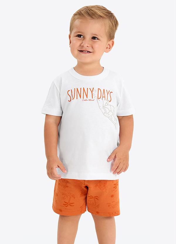 Conjunto Verão Menino com Relevo Branco