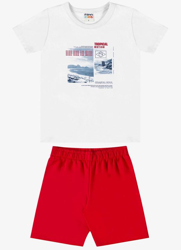 Conjunto Verão Menino com Relevo Branco