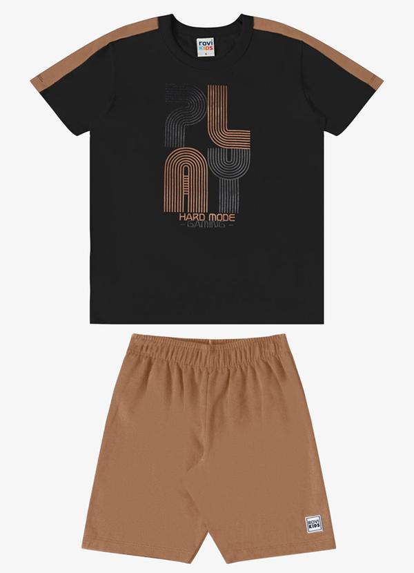 Conjunto Verão Menino Emborrachado Preto