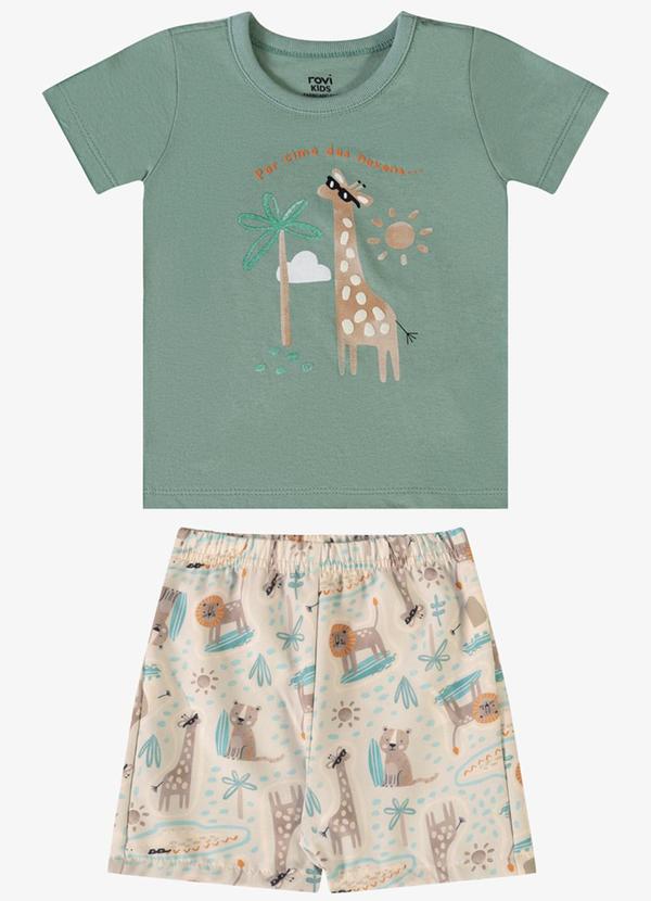 Conjunto Verão Menino Estampa em Relevo Verde