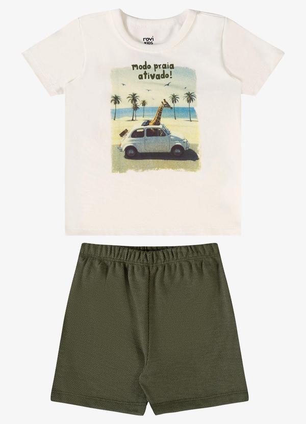 Conjunto Verão Menino Estampa Relevo Bege