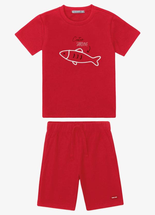Conjunto Verão Menino Malhão Vermelho