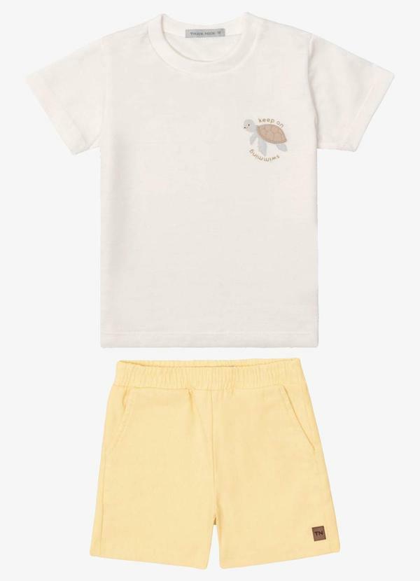 Conjunto Verão Menino Meia Malha Bege