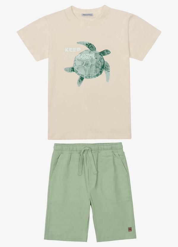 Conjunto Verão Menino Meia Malha Bege