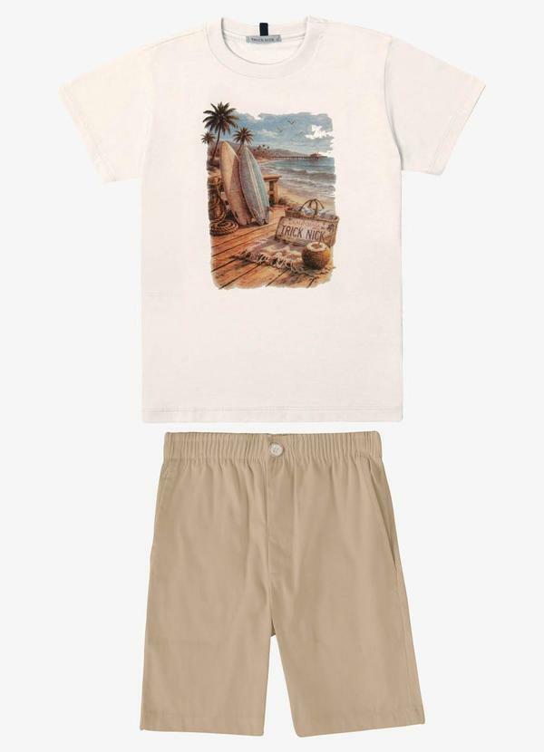 Conjunto Verão Menino Meia Malha Bege