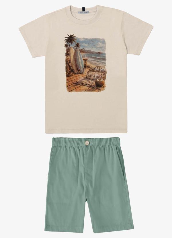 Conjunto Verão Menino Meia Malha Bege