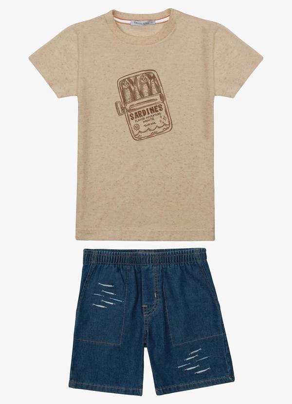 Conjunto Verão Menino Meia Malha Bege