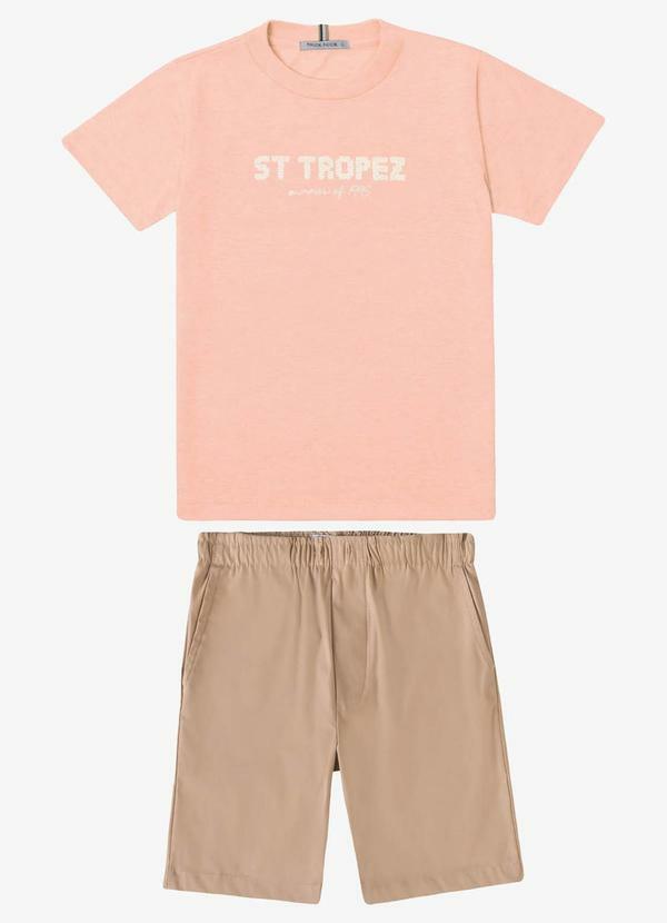 Conjunto Verão Menino Meia Malha Rosa