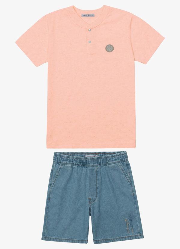 Conjunto Verão Menino Meia Malha Rosa