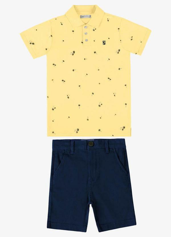 Conjunto Verão Menino Polo com Bermuda Amarelo