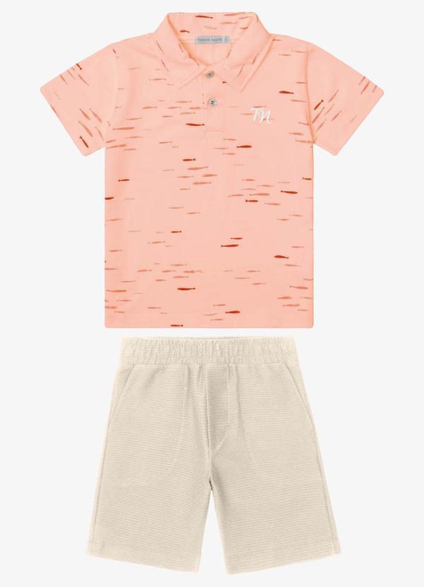 Conjunto Verão Menino Polo com Bermuda Rosa