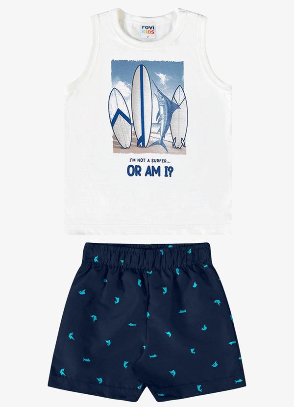 Conjunto Verão Menino Regata Branco