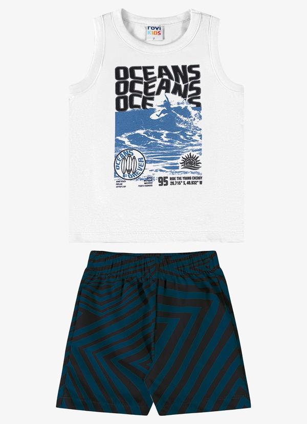 Conjunto Verão Menino Regata Branco
