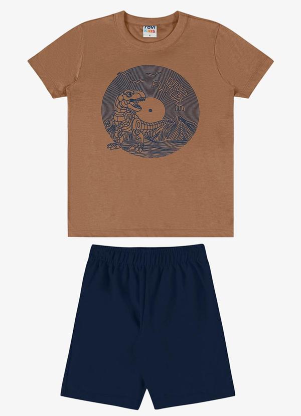 Conjunto Verão Menino Relevo Marrom