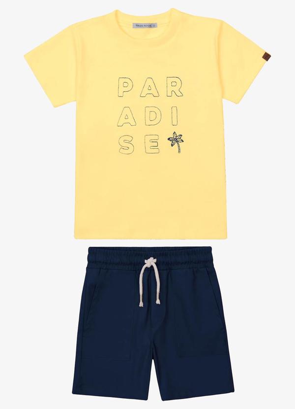 Conjunto Verão Menino Suedine Amarelo